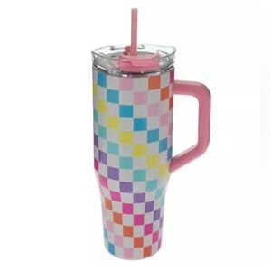 Bright Rainbow Checkered Tumbler-NEW